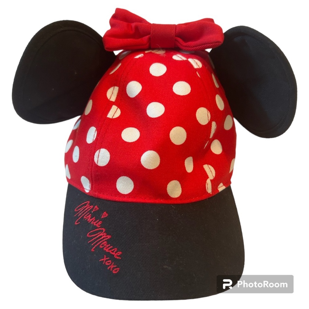 Disney minnie red polka dot white baseball cap hat youth size